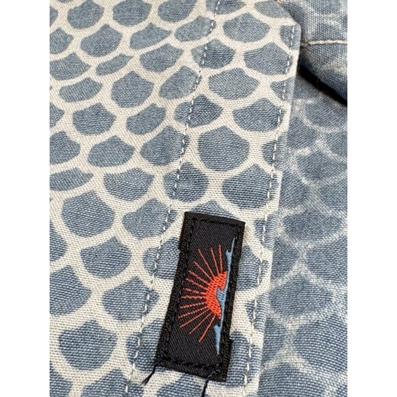 Faherty Playa Short Sleeve Button Down Blue Shirt Men’s XL Beach Fish Scale AOP - Picture 6 of 14